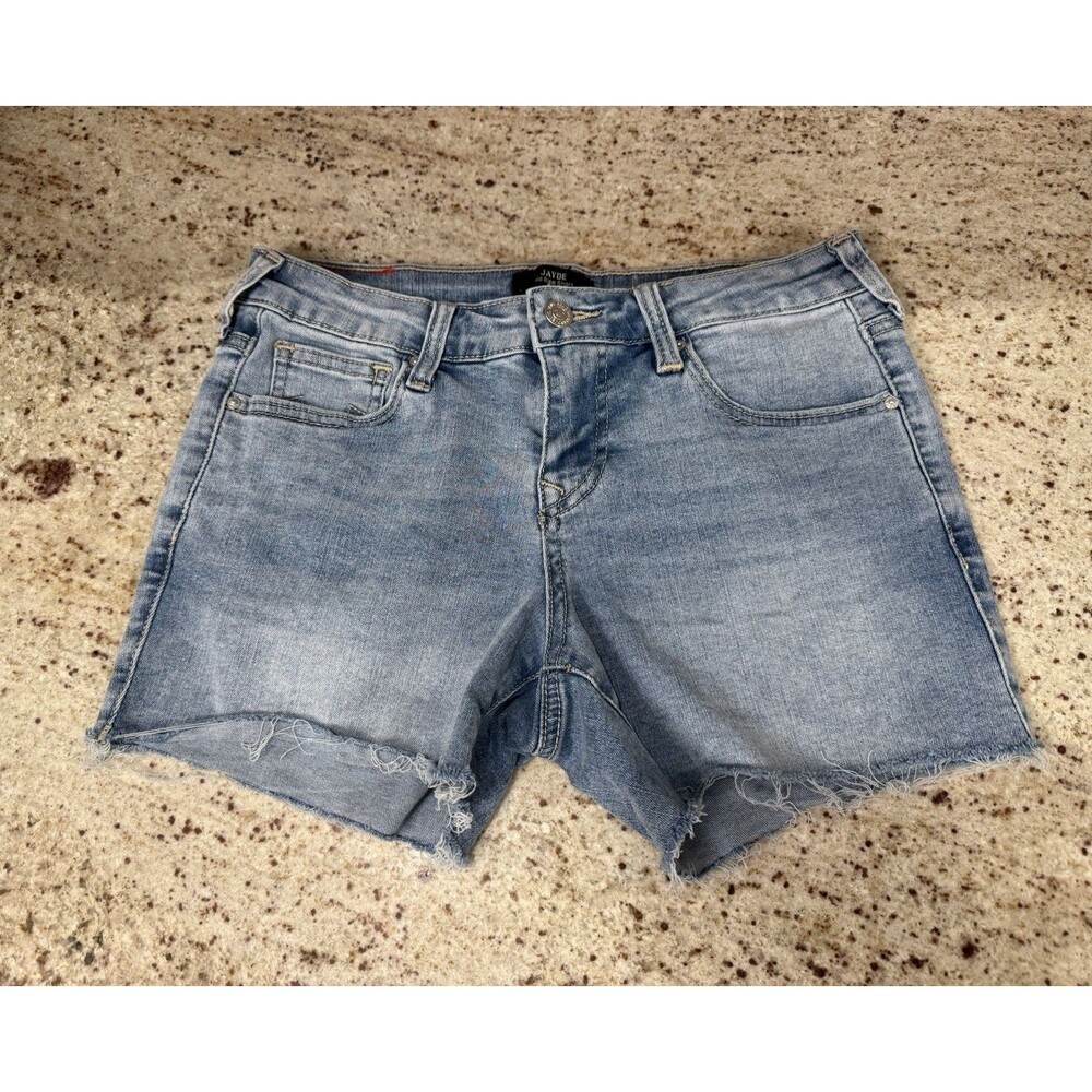 True Religion Women's Light Wash Denim Shorts Jayde Midrise Size 26